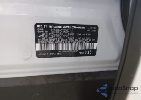 2024 Mitsubishi Outlander Se 2.5 2Wd из США, поврежденный, VIN JA4J3VA85RZ043541